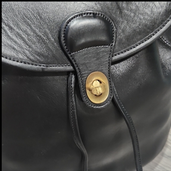 RARE EUC Black Vintage XL Coach Leather Backpack - Picture 3 of 12